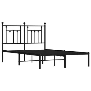 Berkfield Metal Bed Frame with Headboard Black 120x190 cm