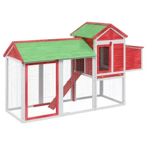 Chicken Coop Red 193x65x117 cm Solid Wood Pine