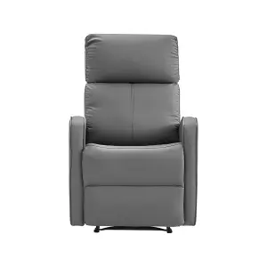 Manual Reclining Armchair in Grey Leather - Parma