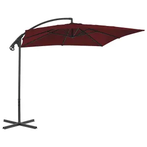 Berkfield Cantilever Umbrella with Steel Pole 250x250 cm Wine Red