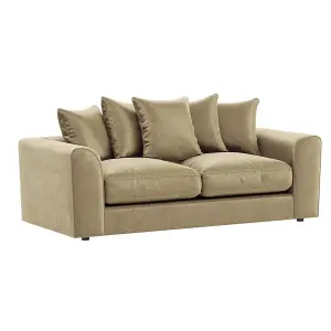 Brooklyn Plush Velvet Fibre Fabric Sofa Set 3 and 2 Seater sofa Beige