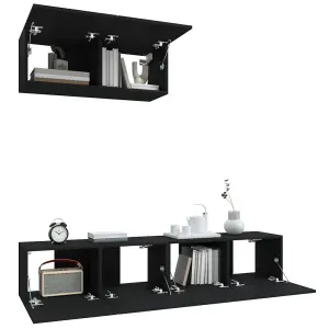 Berkfield 3 Piece TV Cabinet Set Black Engineered Wood