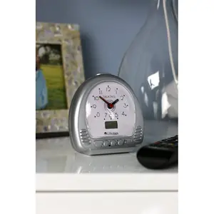 Analogue Mechanical Alarm Tabletop Clock in Silver