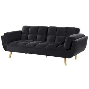 Beliani Retro Sofa Bed ASBY Black Velvet