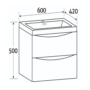 Eden 600mm Wall Hung Vanity Unit in Redwood & Link Resin Basin