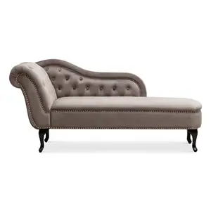 Right Hand Chaise Lounge in Velvet Light Grey