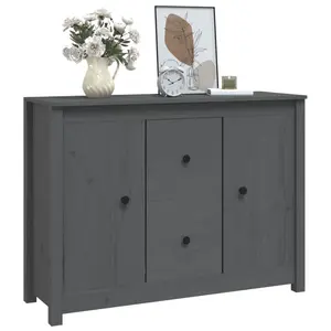 Torres 100Cm 2 Drawer Solid Wood Highboard Grey