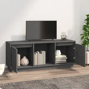 Berkfield TV Cabinet Grey 110.5x35x44 cm Solid Wood Pine