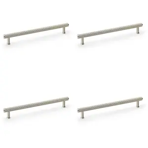 4 PACK - Reeded T Bar Pull Handle - Satin Nickel - 224mm Centres SOLID BRASS Drawer Lined