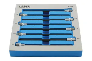 Laser Tools 7356 8pc Extra Long Torx/Star Socket Bit Set 3/8"D T20 - T55 (Length 200mm)