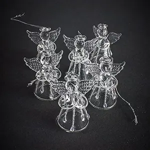 Set Of 6 Small Glass Angel Christmas Tree Decorations (4.5Cm) By Heaven Sends