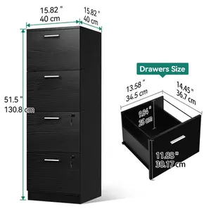 40cm Wide 4 -Drawer File Cabinet Black