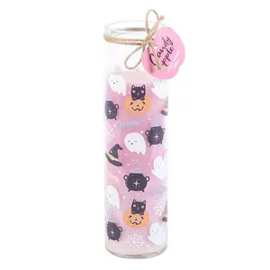 Something Different Candy Apple Pastel Halloween Tube Candle Pink/Black/White (One Size)