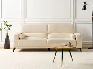 3 Seater Boucle Sofa Off-White ANGE