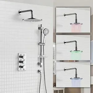 CALLA BATHROOM CONCEALED THERMOSTATIC SHOWER MIXER ROUND HYDRO POWER LED HEAD