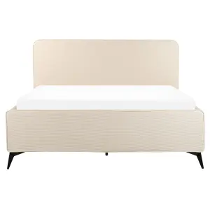 Corduroy EU King Size Bed Beige VALOGNES