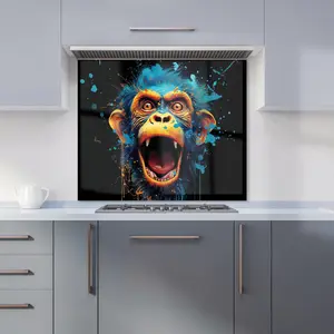 Crazy Monkey face Splashart Premium Glass Kitchen Splashback W600mm x H750mm