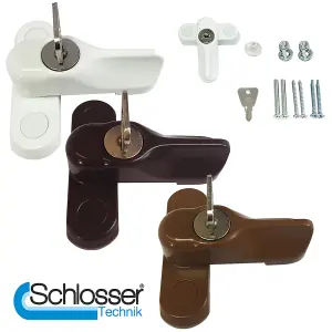 Key Locking Sash Blocker Timber & Composite Door & Window Restrictor Brown