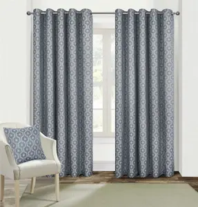 Milano Geometric Fully Lined Eyelet Curtains