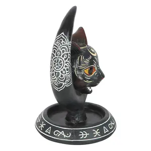 Something Different Black Cat & Moon Backflow Incense Burner Black/White/Red (One Size)