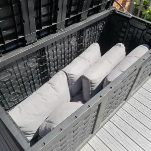 HUGE XXL 634 Litre Rattan Style Garden Cushion Storage Box   Sit on Lid   Black