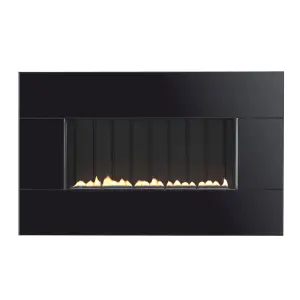 Focal Point Piano flueless Curved glass front panel Black Manual control 2.6kW Gas Fire