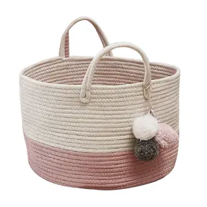 Pink Folding Cotton Laundry Basket Laundry Hamper Storage Bag