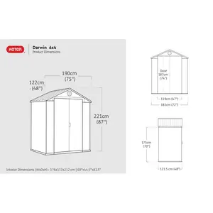 Keter Darwin 6 ft. W x 4 ft. D Double Door Apex Outdoor Garden Shed