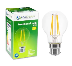 150w Equivalent LED Traditional Looking Filament Light Bulb A60 GLS B22 Bayonet 10.5w LED - Warm White - Pack of 3