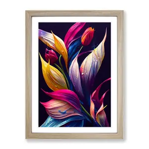 Vibrant Flowers No.6 - Single Picture Frame Print Oak Framed / 64cm H x 46cm W x 2cm D