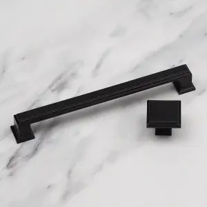 30mm Matt Black Square Cabinet Knob Cupboard Door Drawer Pull Wardrobe Furniture Replacement Upcycle