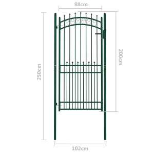 Berkfield Fence Gate with Spikes Steel 100x200 cm Green