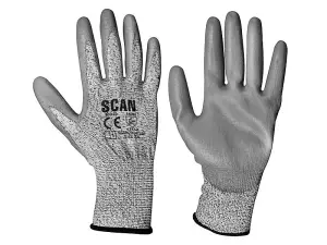 Scan H3101-3 Grey PU Coated Cut 3 Gloves - XXL Size 11 SCAGLOCUT3XX