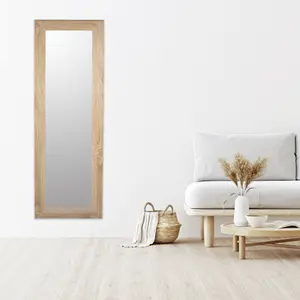 Andino Light oak effect Rectangular Wall-mounted Framed mirror, (H)133cm (W)43cm