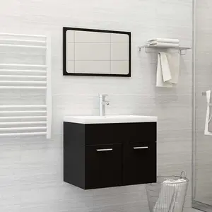 Berkfield Bathroom Furniture Set Black Engineered Wood