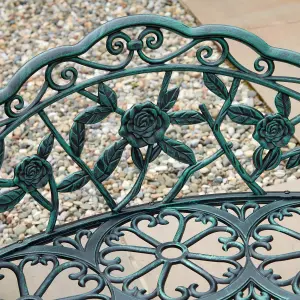 Home Source Rose Cast Iron Garden Bench Green