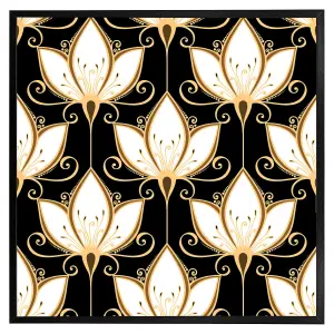 Black& gold floral pattern (Picutre Frame) / 12x12" / Brown