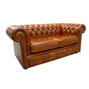 Chesterfield 2 Seater Newcastle Spice Tan Leather Sofa Bespoke In Classic Style