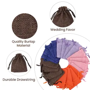 Neel Blue Set of 10pcs Burlap Gift Bag with Drawstring Small Candy Bags, Brown - 7x9cm