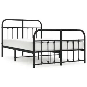 Berkfield Metal Bed Frame with Headboard and Footboard Black 120x190 cm