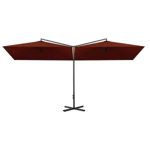 Berkfield Double Parasol with Steel Pole Terracotta 600x300 cm