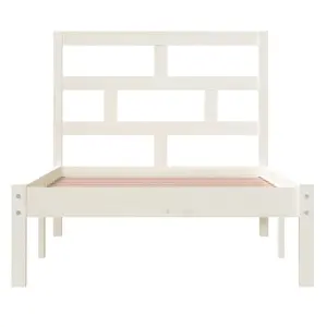 Berkfield Bed Frame White Solid Wood 90x190 cm 3FT Single