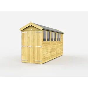 DIY Sheds 4x14 Apex Shed - Double Door With Windows