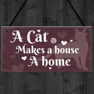 Red Ocean Shabby Chic Funny Home Cat Kitten House Hanging Plaque Pet Sign Friendship Birthday Christmas Gift