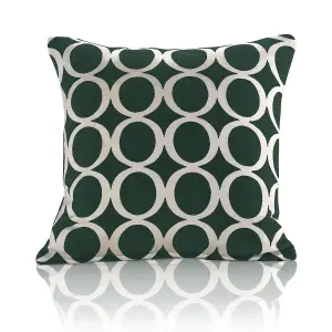 Oh 55cm x 55cm Luxury Geometric Chenille Cushion Green