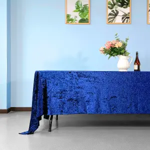 Diamond Velvet Rectangle Tablecloth, Navy Blue , 90 Inch x 156 Inch