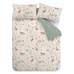 Catherine Lansfield Bedding Enchanted Twilight Animals Reversible Duvet Cover Set with Pillowcases Natural