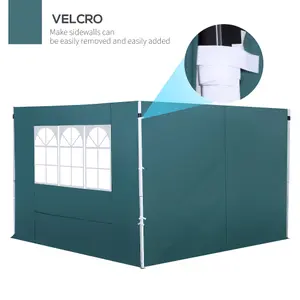 Outsunny Gazebo Replacement Exchangeable Wall Panels w/ Window, Dark Green