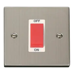 Stainless Steel 1 Gang Size 45A Switch - White Trim - SE Home