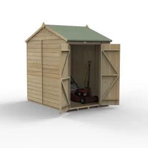 Forest Garden Beckwood Shiplap 7x5 ft Reverse apex Natural timber Wooden Pressure treated 2 door Shed with floor - Assembly service included